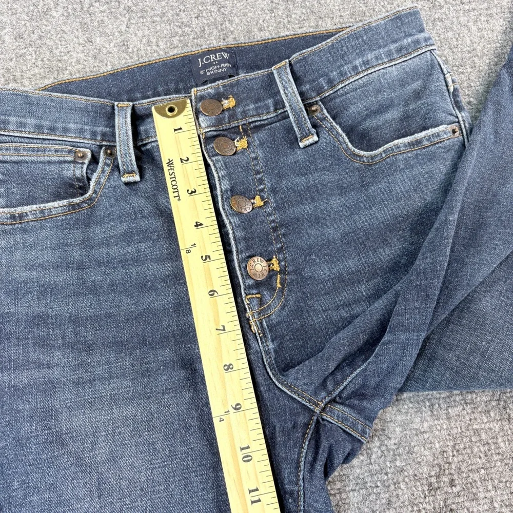 J.Crew 10 High Rise Skinny Jeans 28 Dark Wash Button Fly Raw Hem BC790